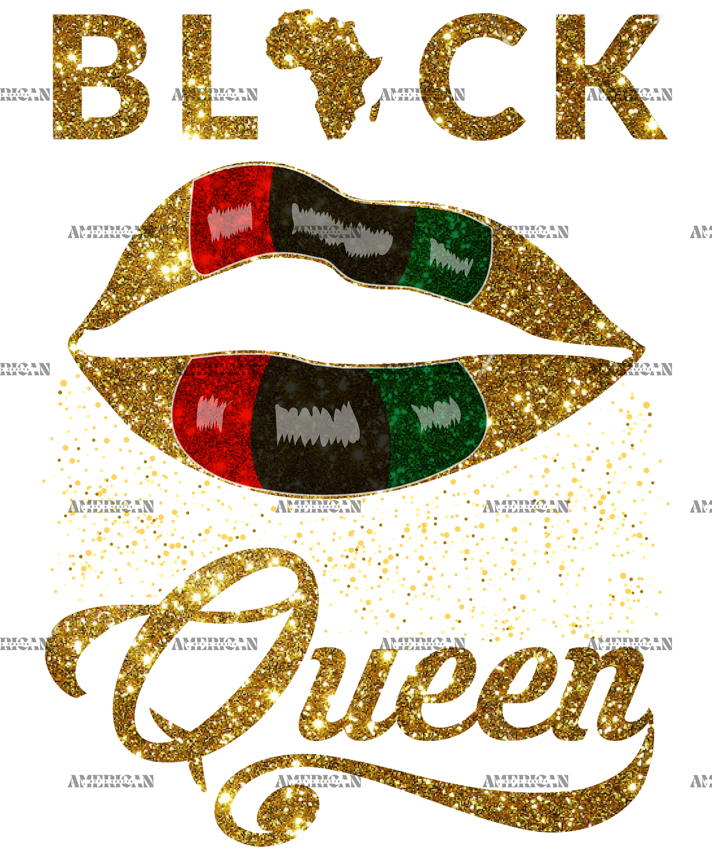 Black Queen Lips DTF Transfer