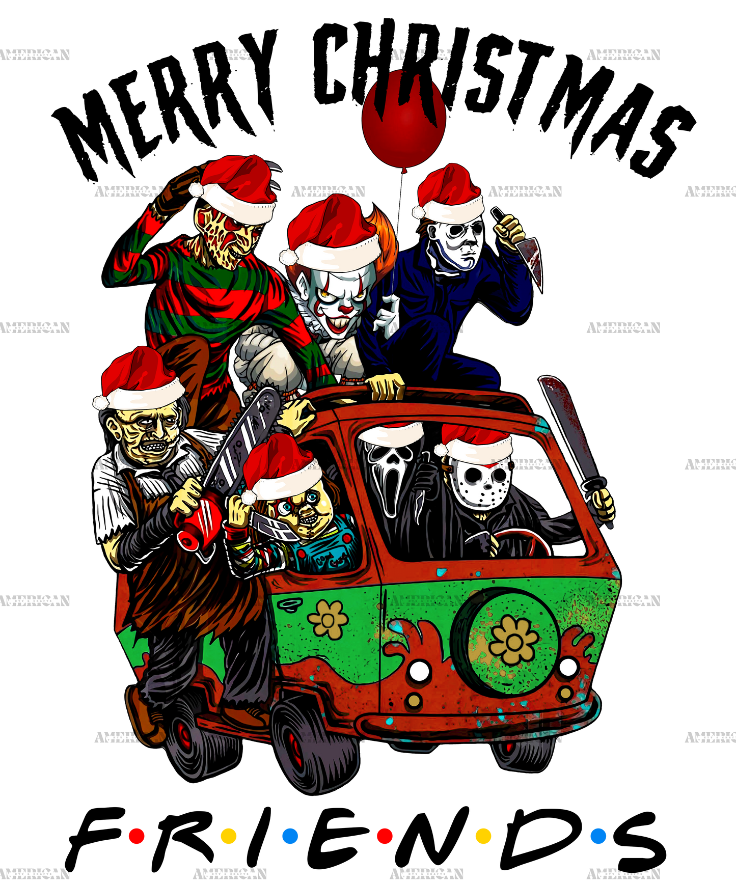 Christmas Friends Horror DTF Transfer