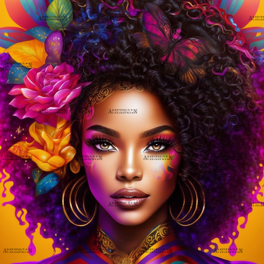 Colorful Black Girl DTF Transfer