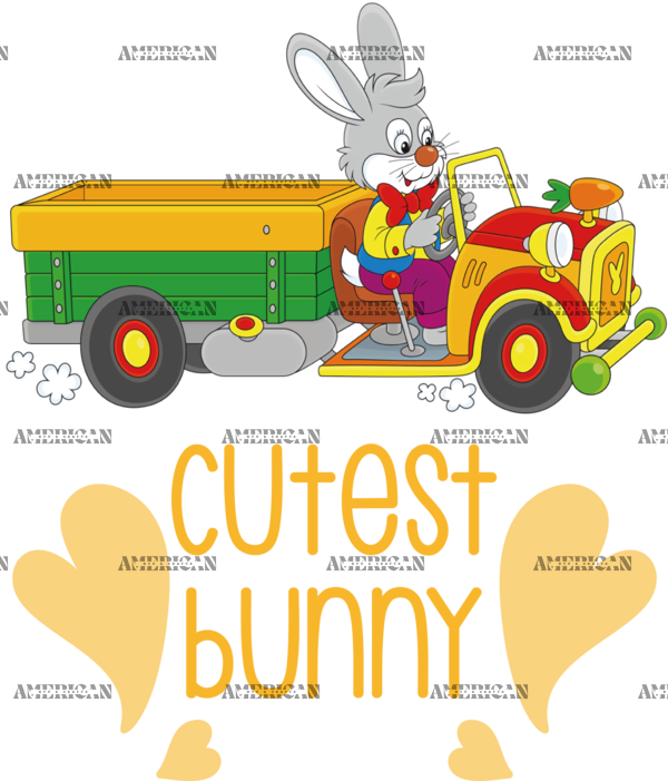 Cutest Bunny Truck DTF Transfer