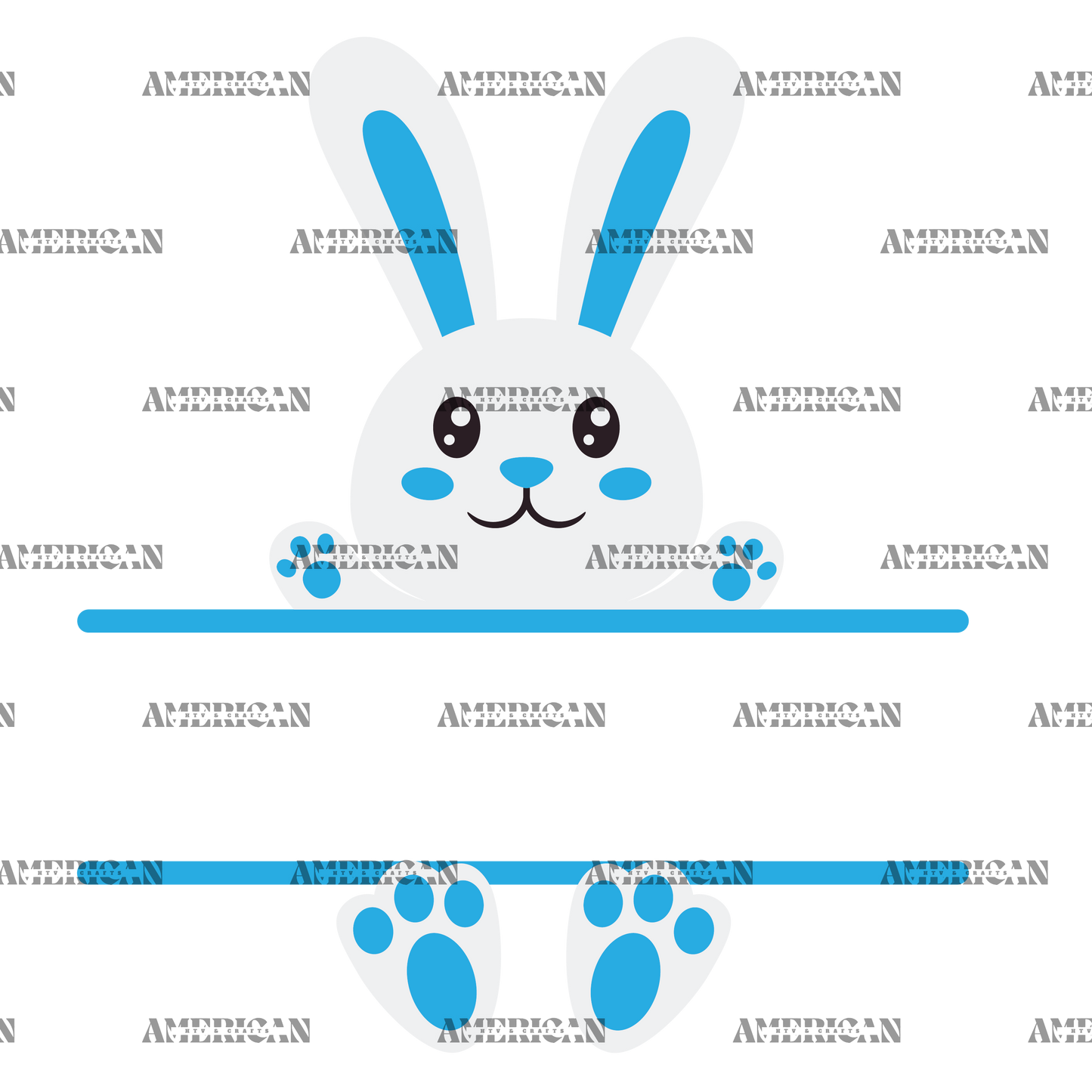 Easter Bunny Name Frame Blue-2 DTF Transfer