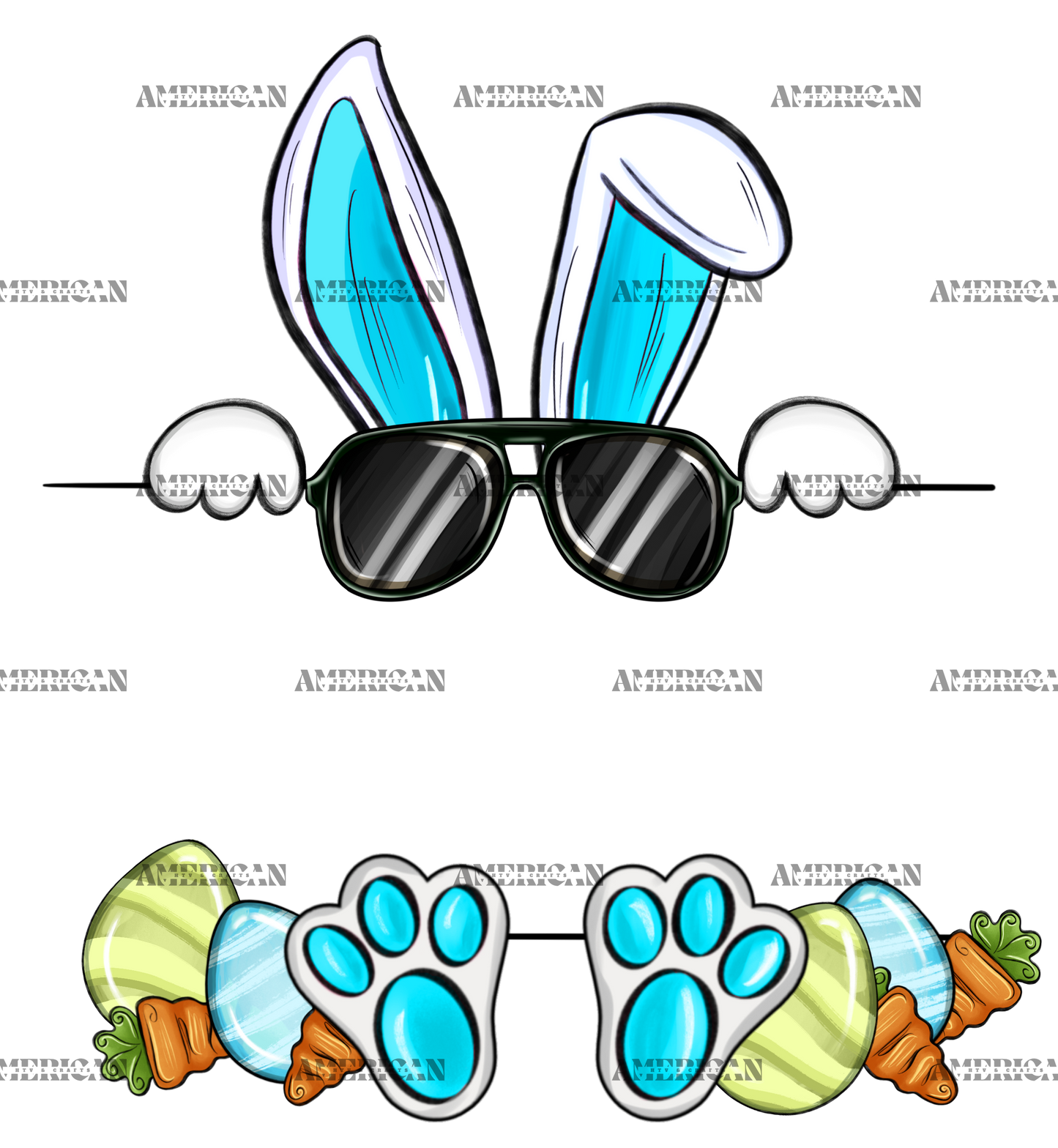 Easter Bunny Name Frame Blue DTF Transfer