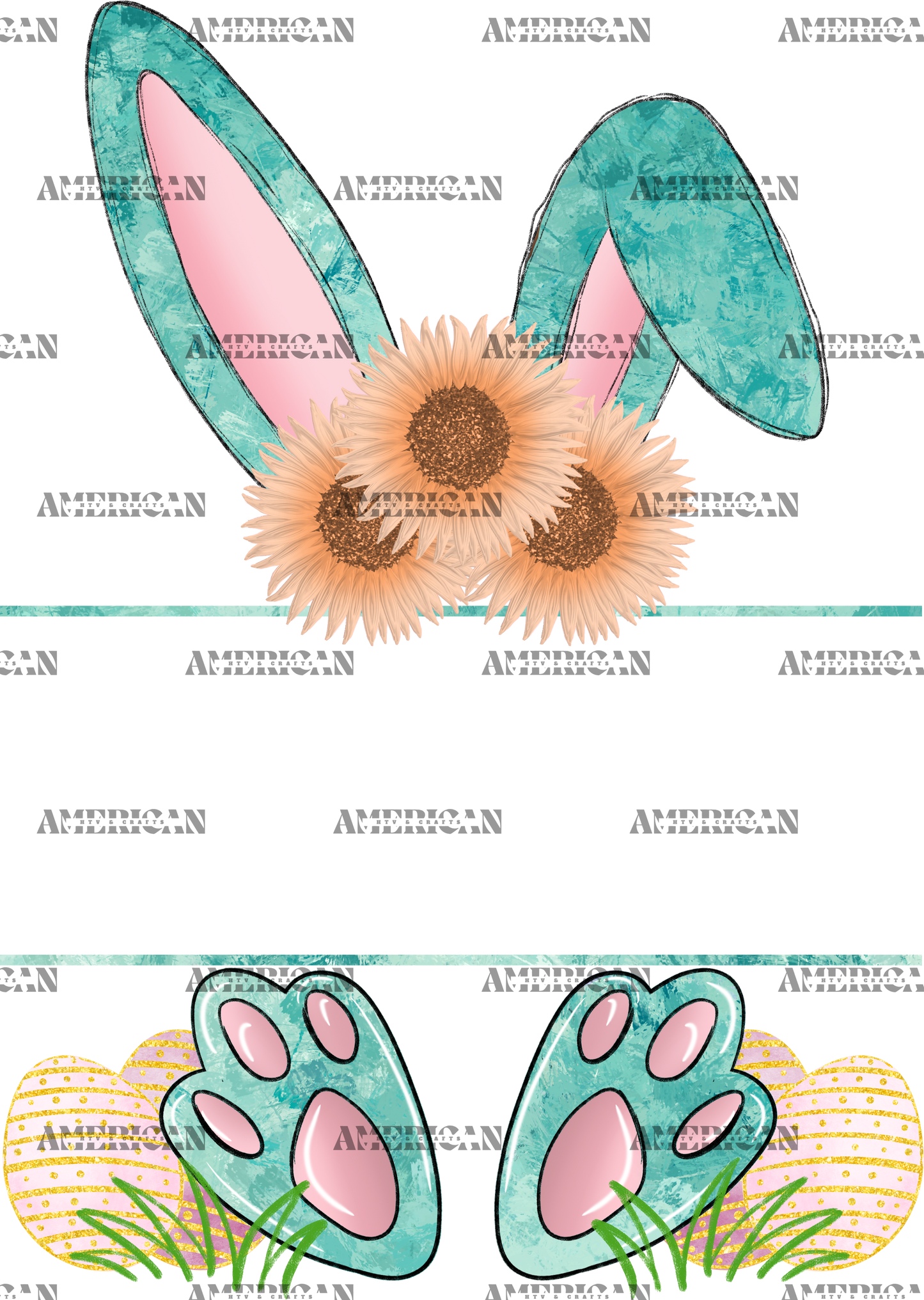 Easter Bunny Name Frame Green DTF Transfer