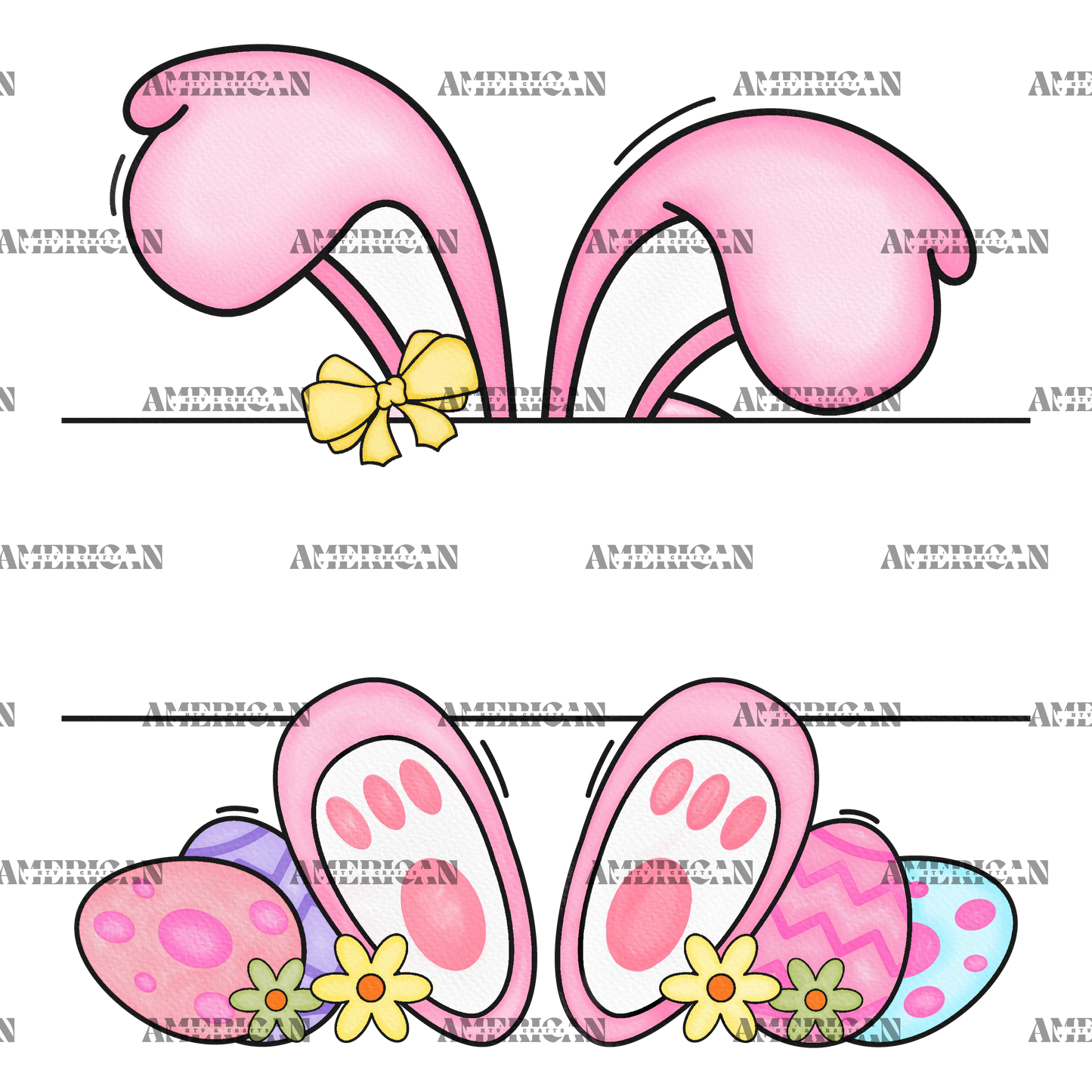 Easter Bunny Name Frame Pink-2 DTF Transfer