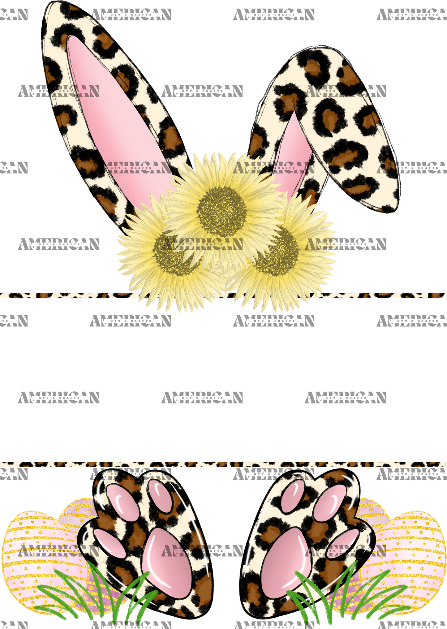 Easter Bunny Name Frame Pink Leopard DTF Transfer