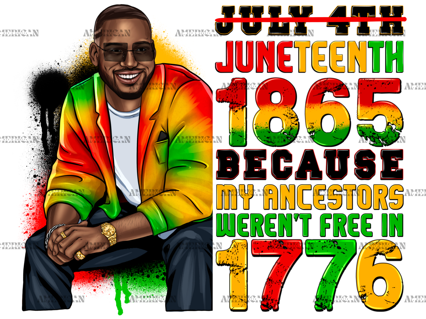 Juneteenth 1865 Because My Ancestors Weren't Free In 1776 Man-2 DTF Transfer