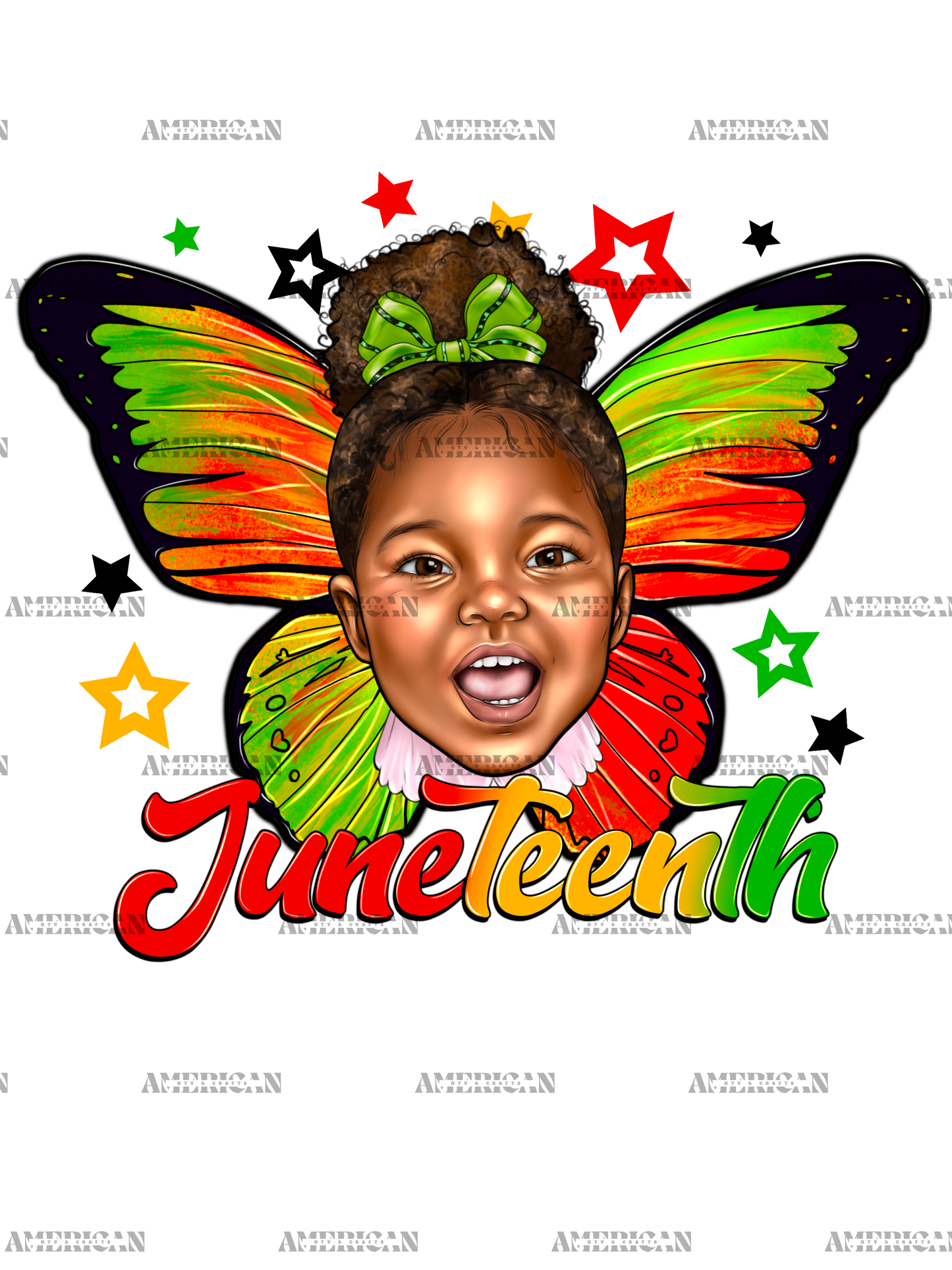 Juneteenth Afro Girl Butterfly-1 DTF Transfer