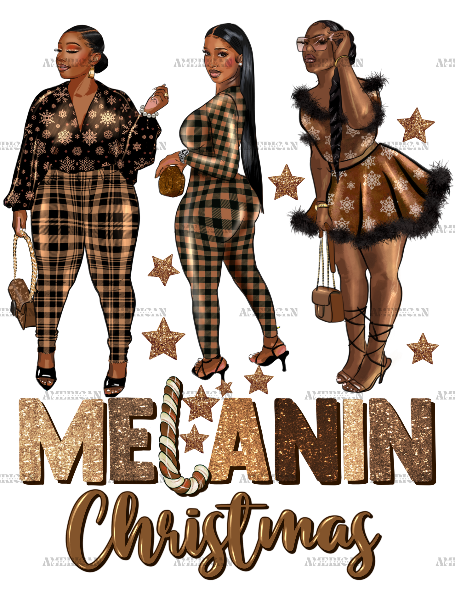 Melanin Christmas Black Woman DTF Transfer