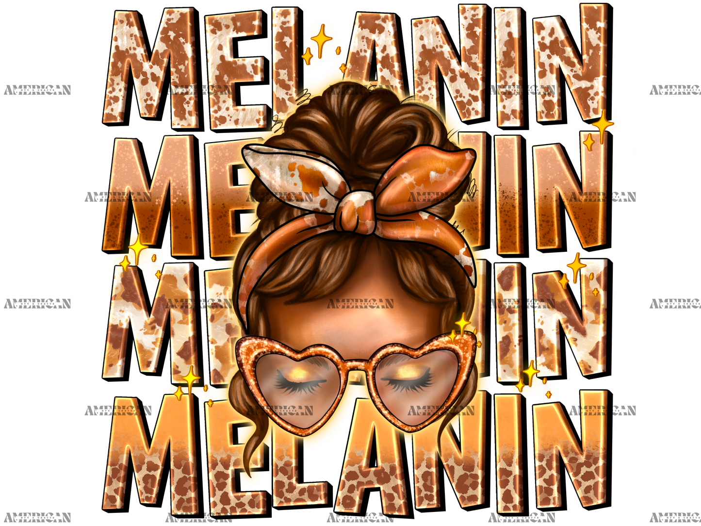 Melanin Mess Bun Girl DTF Transfer