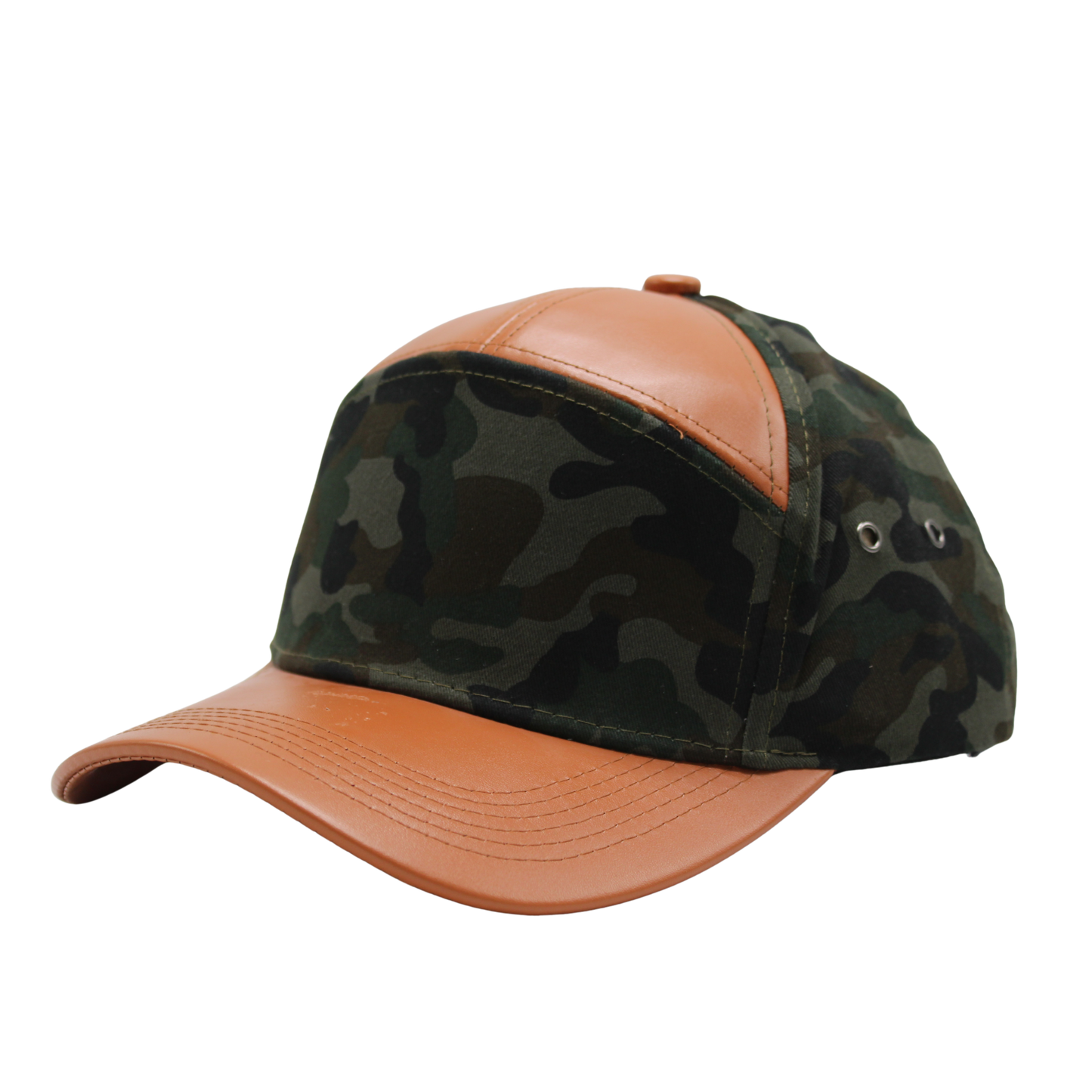 7 Panel Leather Camo Caps
