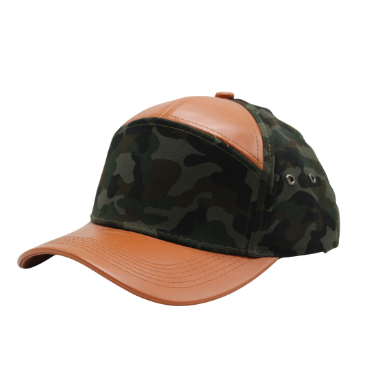 7 Panel Leather Camo Caps