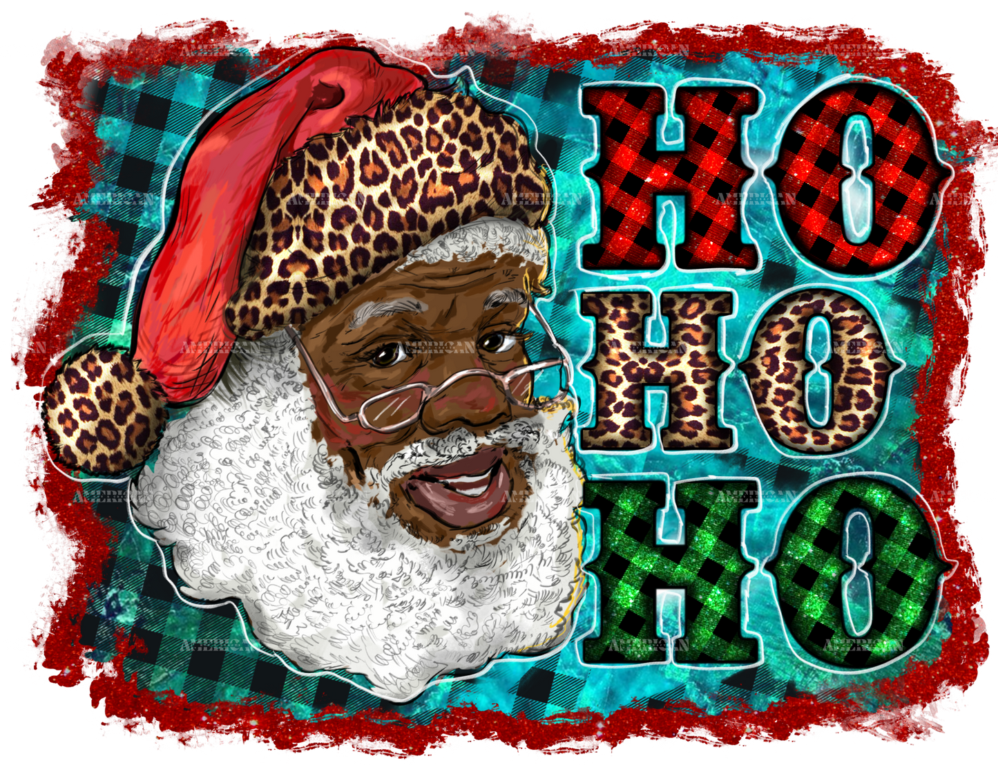 African American Santa HoHoHo DTF Transfer