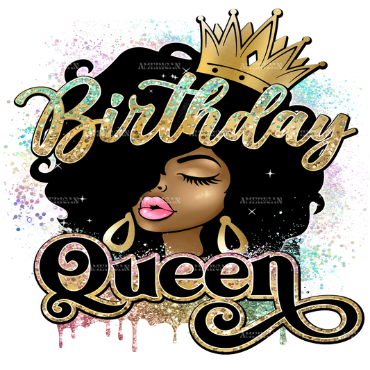 Afro Head Birthday Queen  DTF Transfer