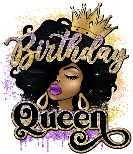 Afro Head Birthday Queen-2 DTF Transfer