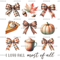 Autumn Pumpkins Bows-11 DTF Transfer
