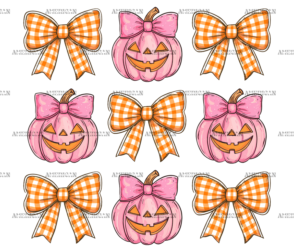 Autumn Pumpkins Bows-13 DTF Transfer