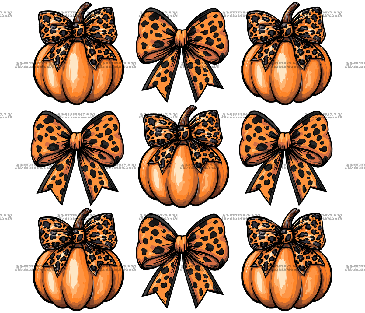 Autumn Pumpkins Bows-2 DTF Transfer