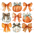 Autumn Pumpkins Bows-5 DTF Transfer
