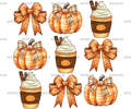 Autumn Pumpkins Bows-6 DTF Transfer