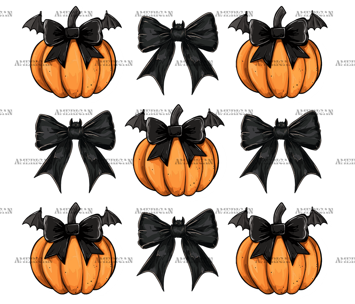 Autumn Pumpkins Bows-8 DTF Transfer