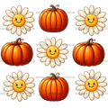 Autumn Pumpkins Flowers DTF Transfer
