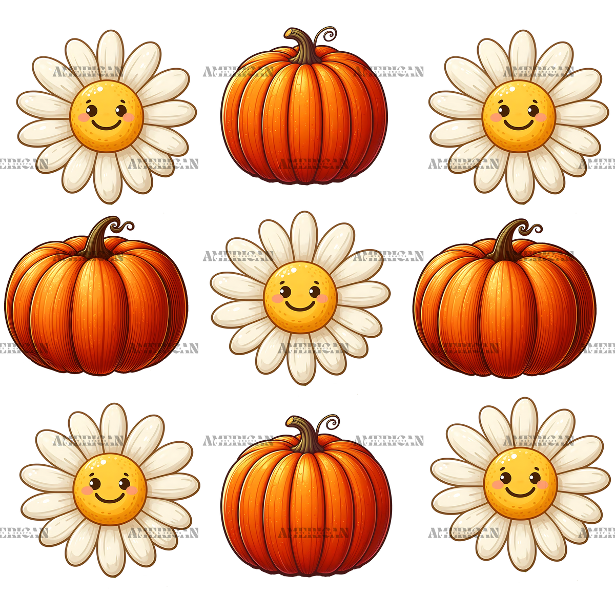 Autumn Pumpkins Flowers DTF Transfer
