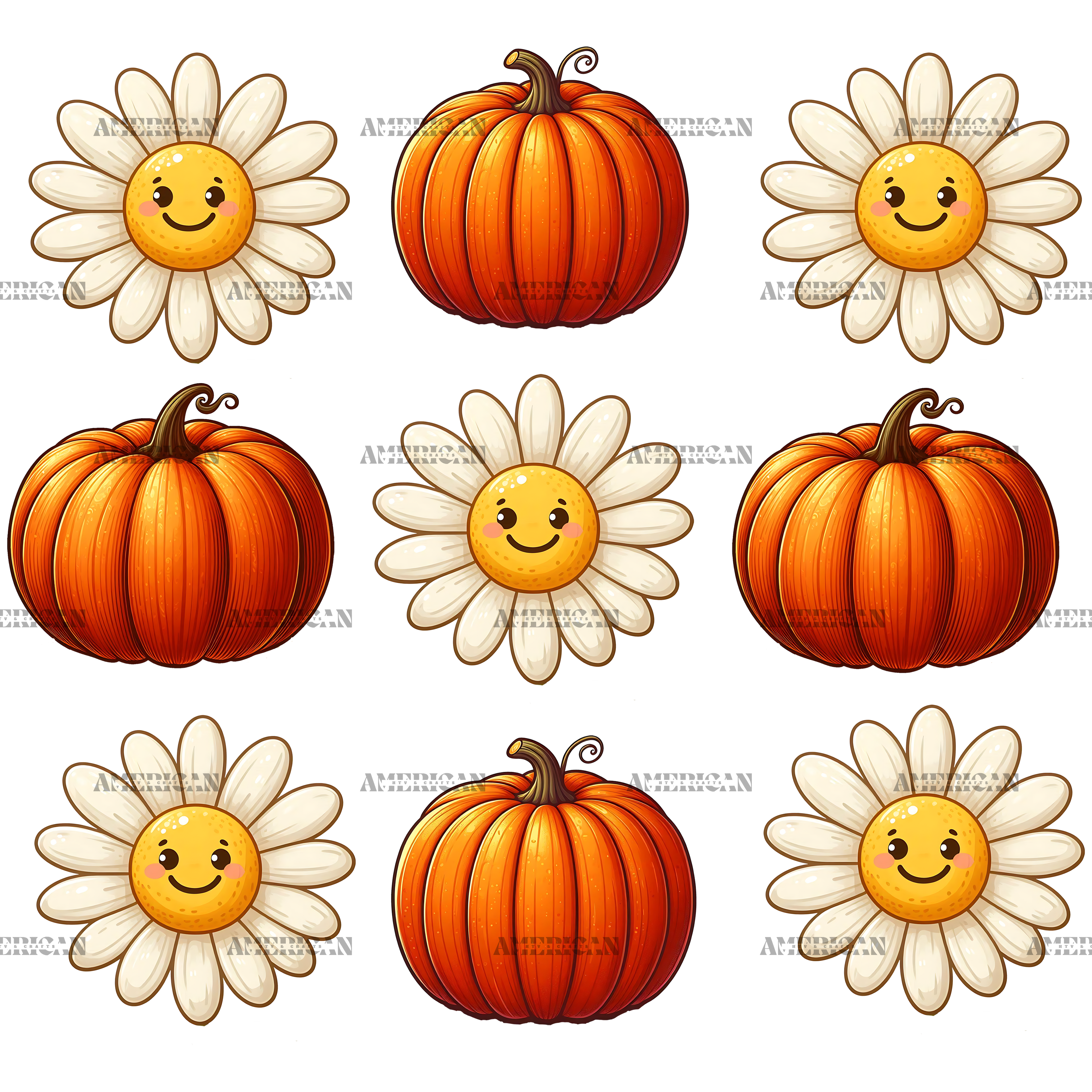 Autumn Pumpkins Flowers DTF Transfer