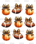 Autumn Pumpkins Football Bows-1 DTF Transfer