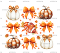 Autumn Pumpkins Football Bows-2 DTF Transfer