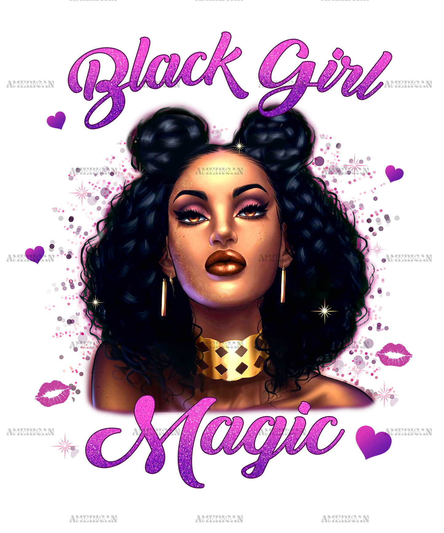 Black Girl Magic Purple DTF Transfer