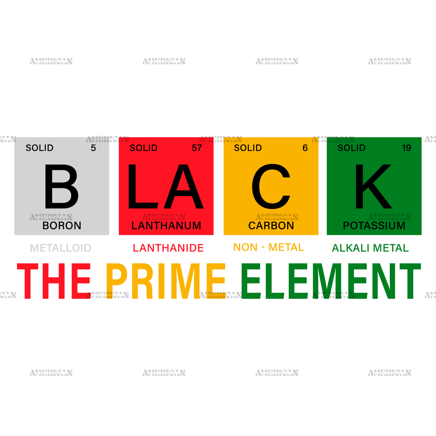 Black The Prime Element-7 DTF Transfer