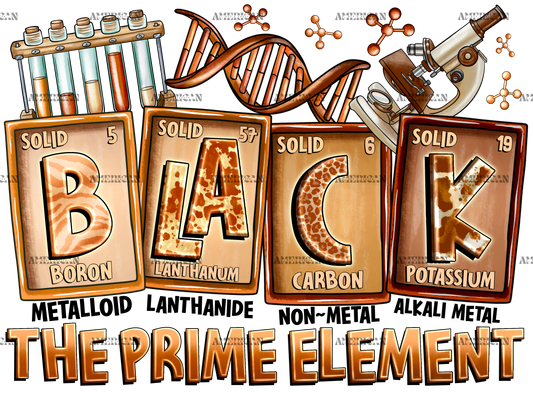 Black The Prime Element-9 DTF Transfer