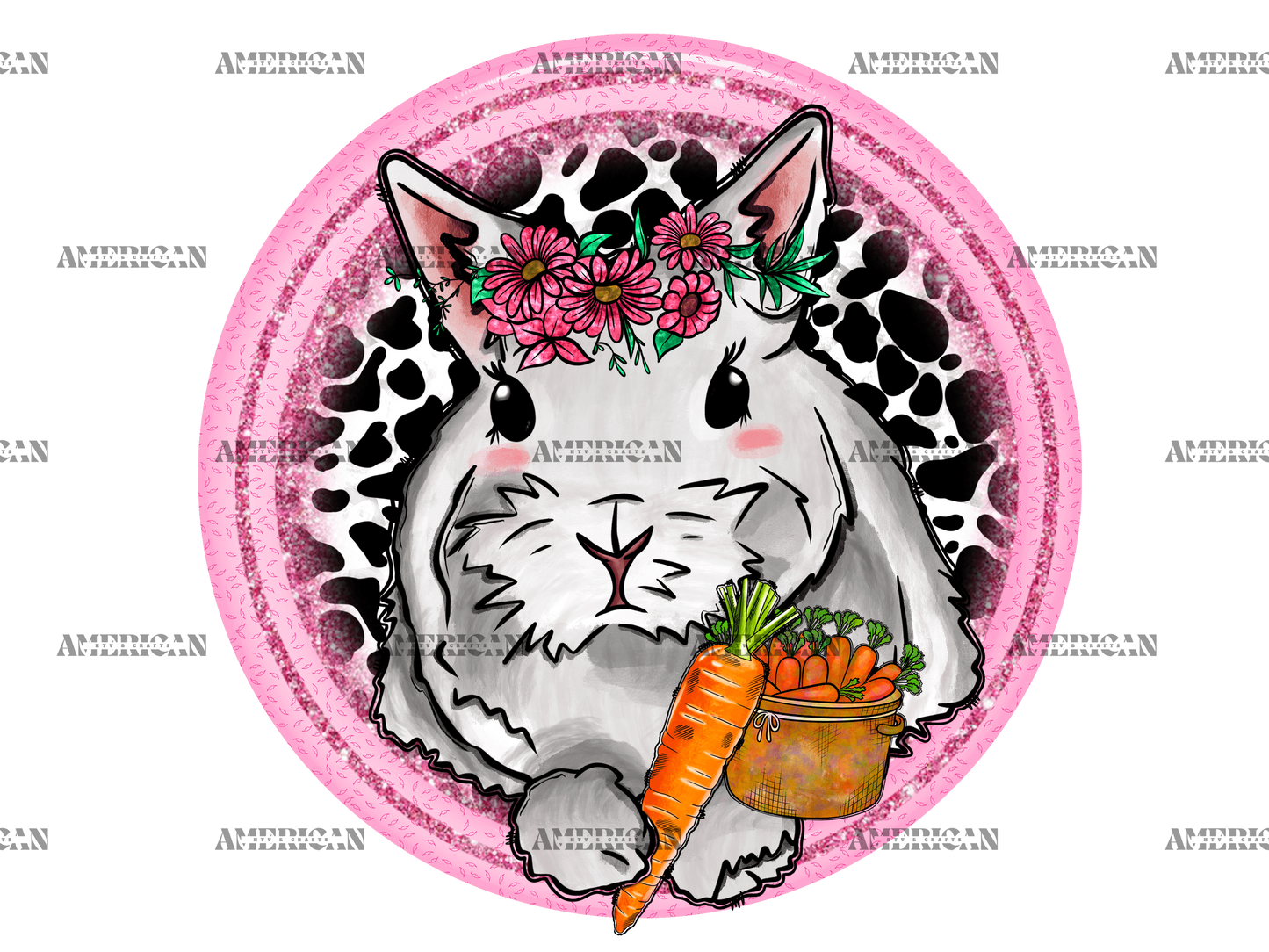 Bunny Cowhide Pink Hallow DTF Transfer