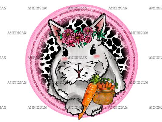 Bunny Cowhide Pink Hallow DTF Transfer