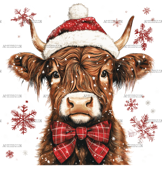 Christmas Highland Cow-4 DTF Transfer