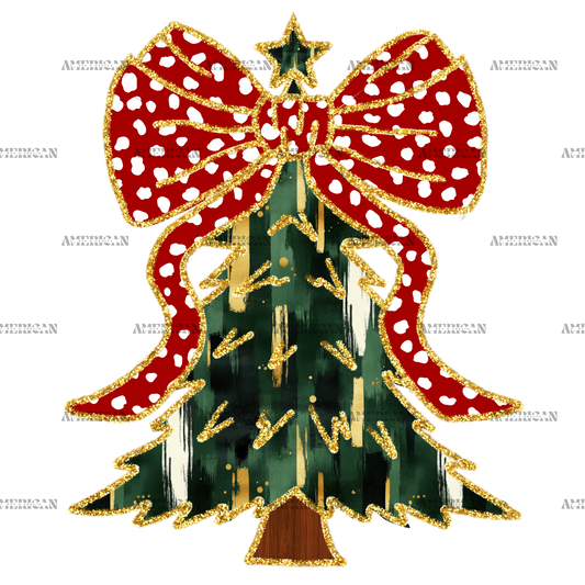 Christmas Tree Bow-4 DTF Transfer