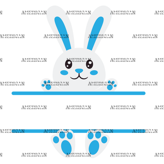 Easter Bunny Name Frame Blue-2 DTF Transfer