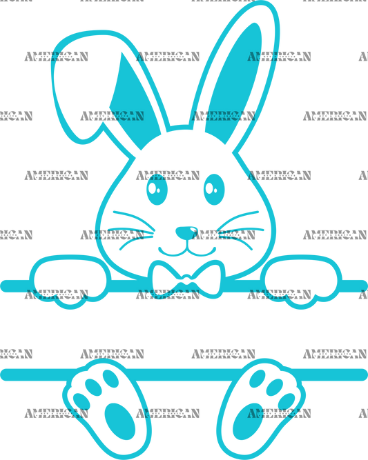 Easter Bunny Name Frame Blue-3 DTF Transfer