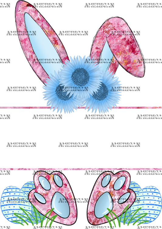 Easter Bunny Name Frame Blue-5 DTF Transfer