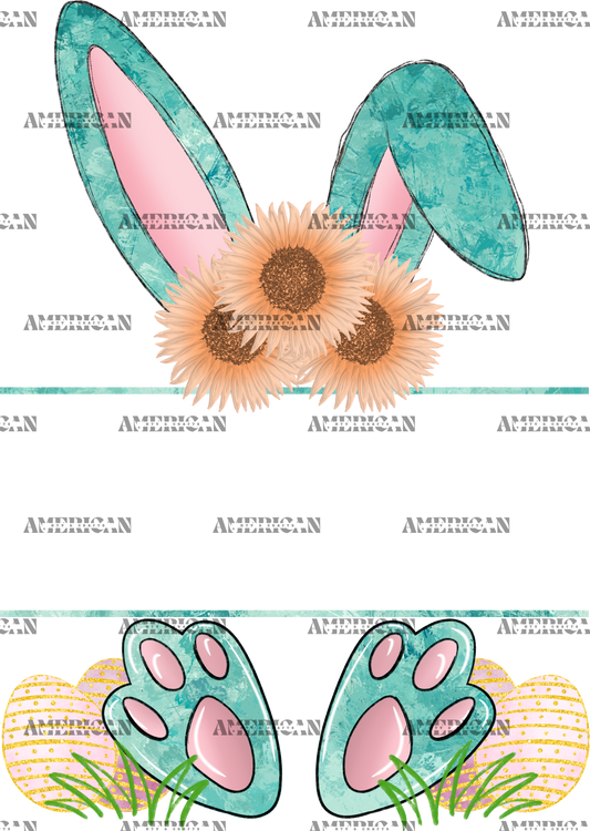 Easter Bunny Name Frame Green DTF Transfer