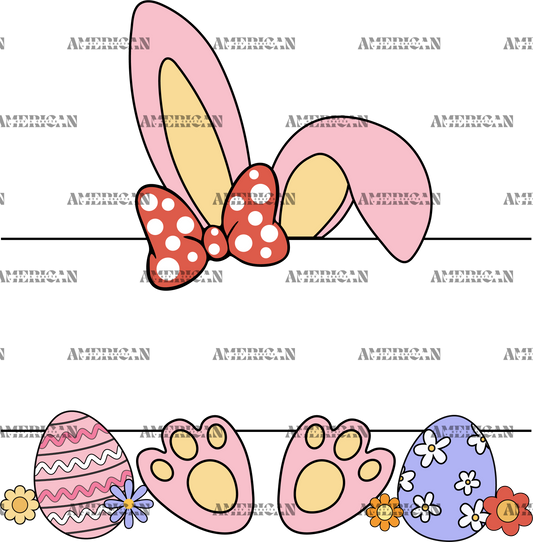 Easter Bunny Name Frame Pink-6 DTF Transfer