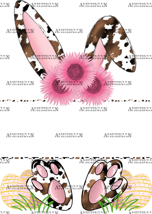 Easter Bunny Name Frame Pink Cowhide DTF Transfer