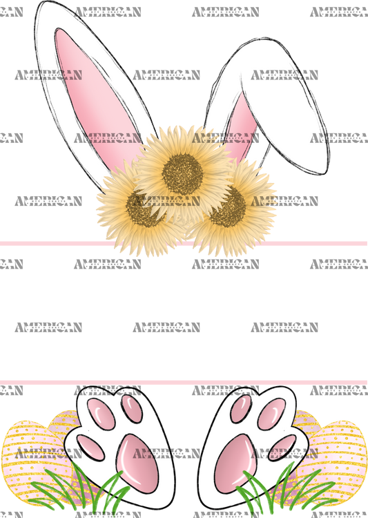 Easter Bunny Name Frame Pink Sunflower DTF Transfer