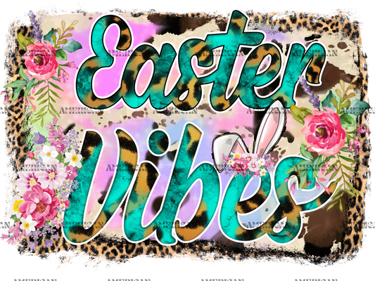 Easter Vibes Leopard Frame DTF Transfer