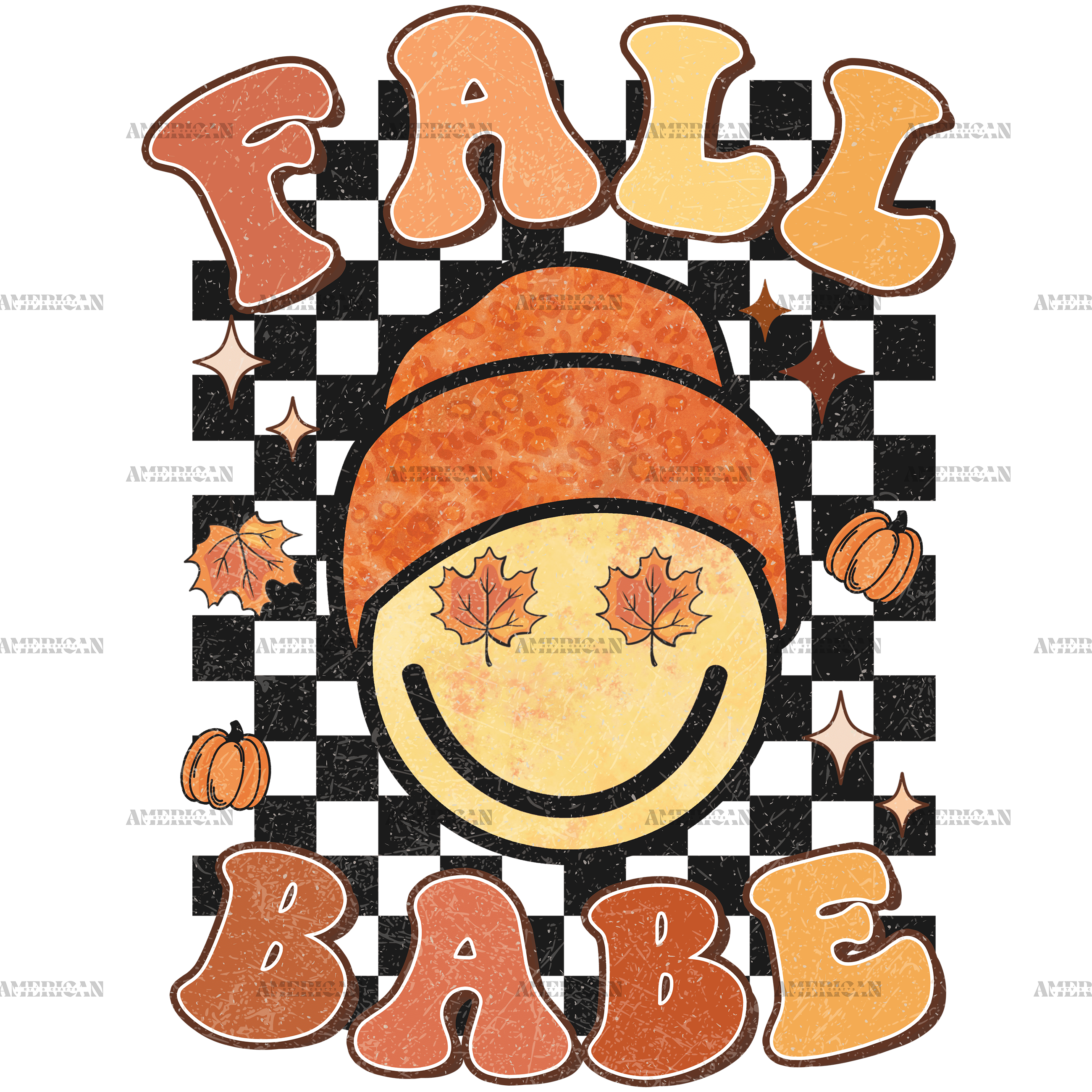 Fall Babe Checkered Dotted DTF Transfer