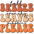 Fall Breeze Crunchy Leaves DTF Transfer