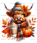Fall Highland Cow-1 DTF Transfer