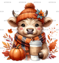 Fall Highland Cow-3 DTF Transfer