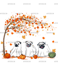 Fall Pugs DTF Transfer