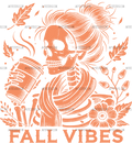 Fall Vibes Skeleton Orange DTF Transfer